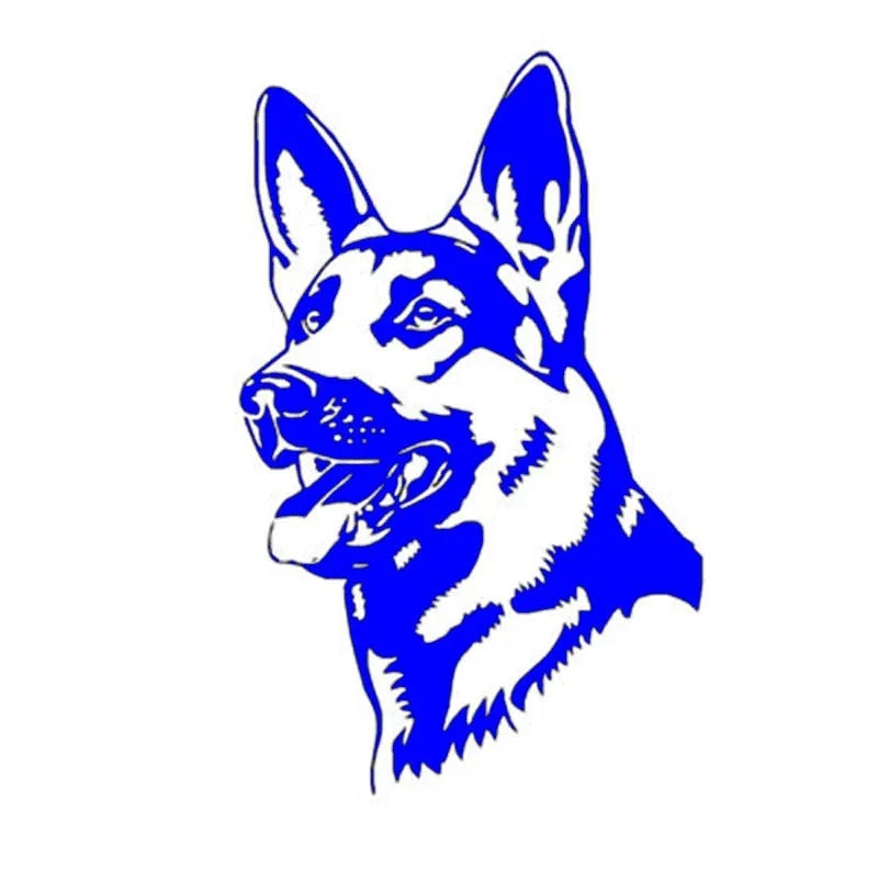 Reflective Alsace Shepherd dog vinyl car bumper sticker, 13cm by 8cm, in various colours.