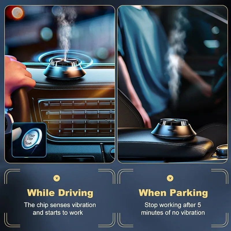 Intelligent car perfume aromatherapy air purifier with metal butterfly design and USB connection