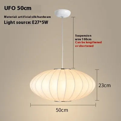 Fabric chandelier lantern lamp with iron frame, LED light source, available in multiple sizes from 30cm to 80cm
