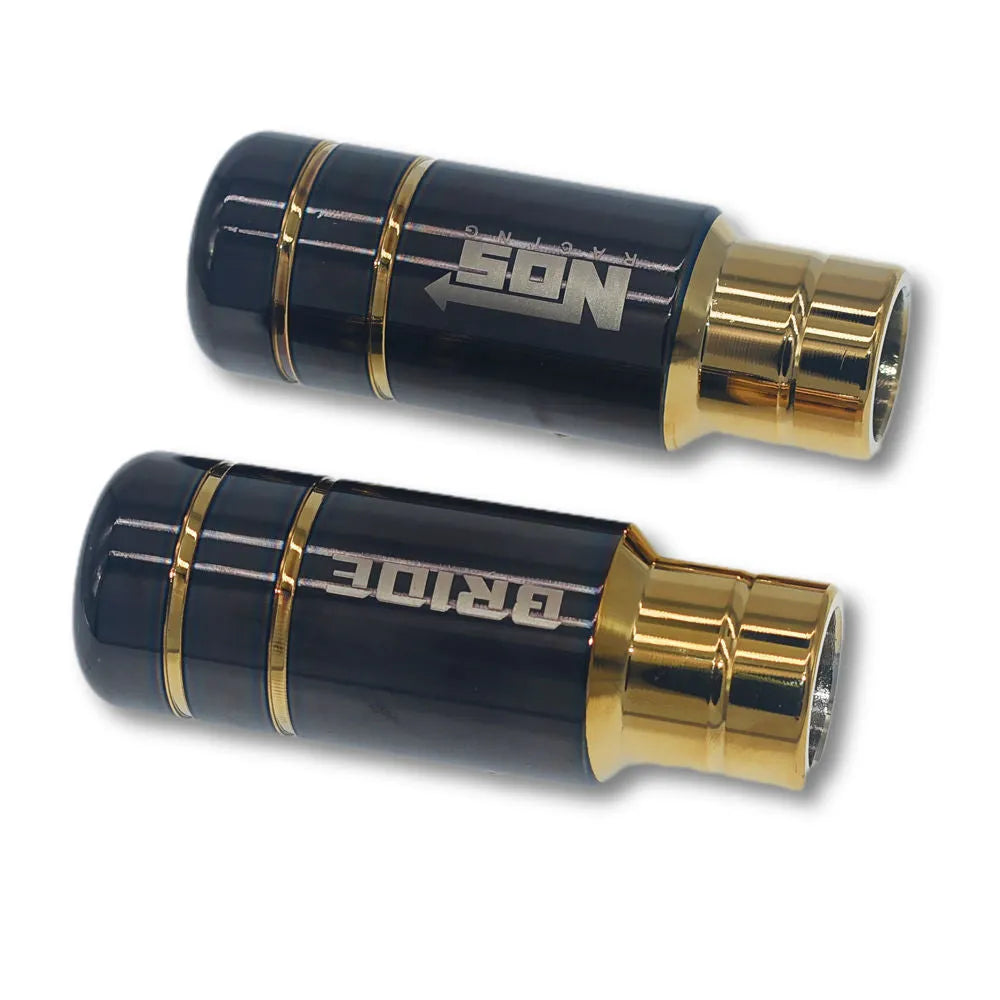 Roasted blue stainless steel car gear shift head with three black rubber installation sleeves