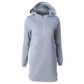 Women's hooded pullover sweatshirt dress in solid colour, slim fit, long sleeves, available in black grey navy blue sizes S to 2XL