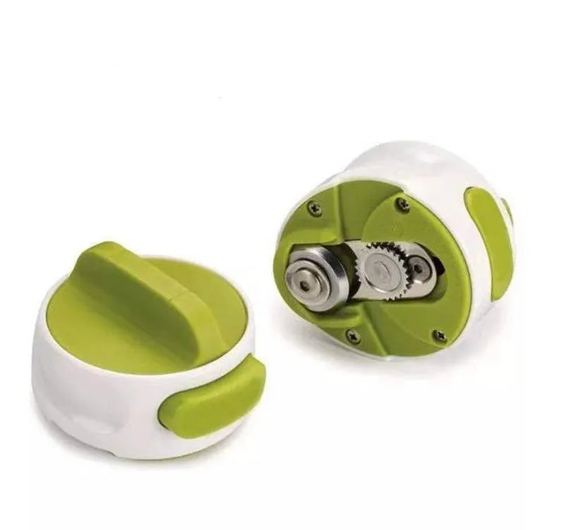 Green stainless steel bottle opener with screw mechanism for opening jars