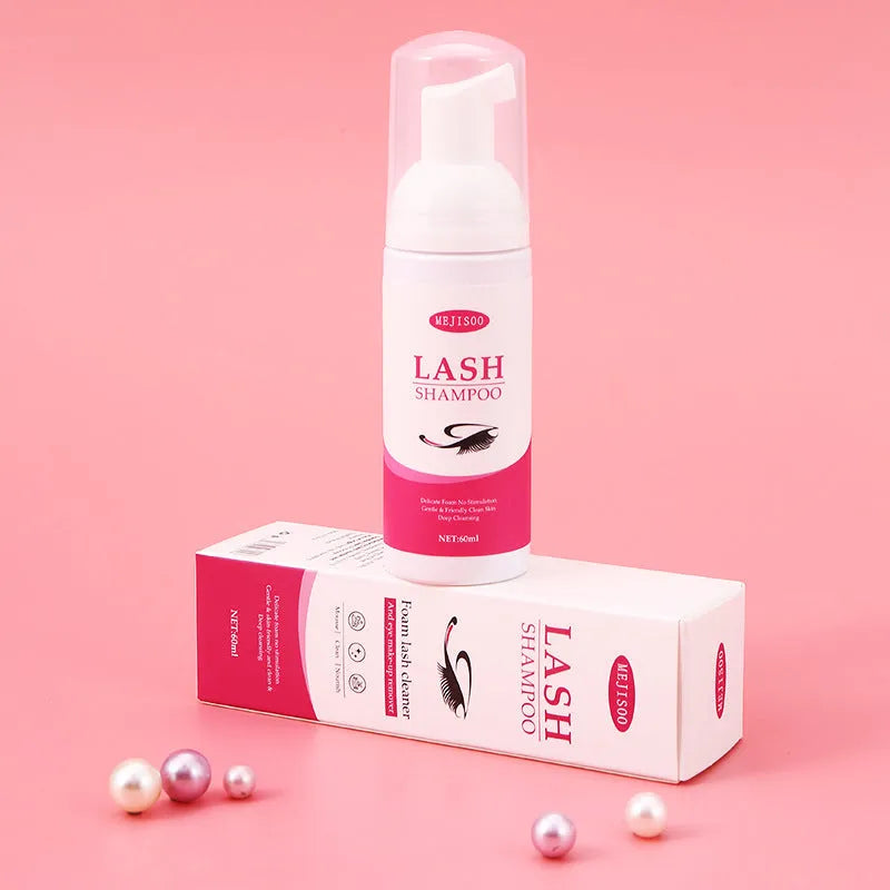 60ml lash shampoo mousse bottle for eyelash cleaning, 3.7cm by 13.5cm size.