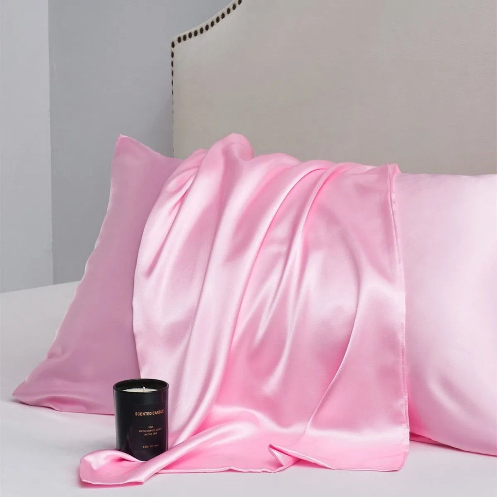 A pair of solid colour satin cloth pillowcases in a choice of 13 shades and four different sizes.