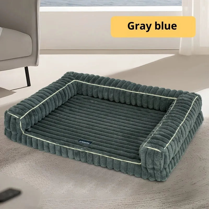 Corduroy cushion pet bed in dehaired angora fabric with removable cover for dogs