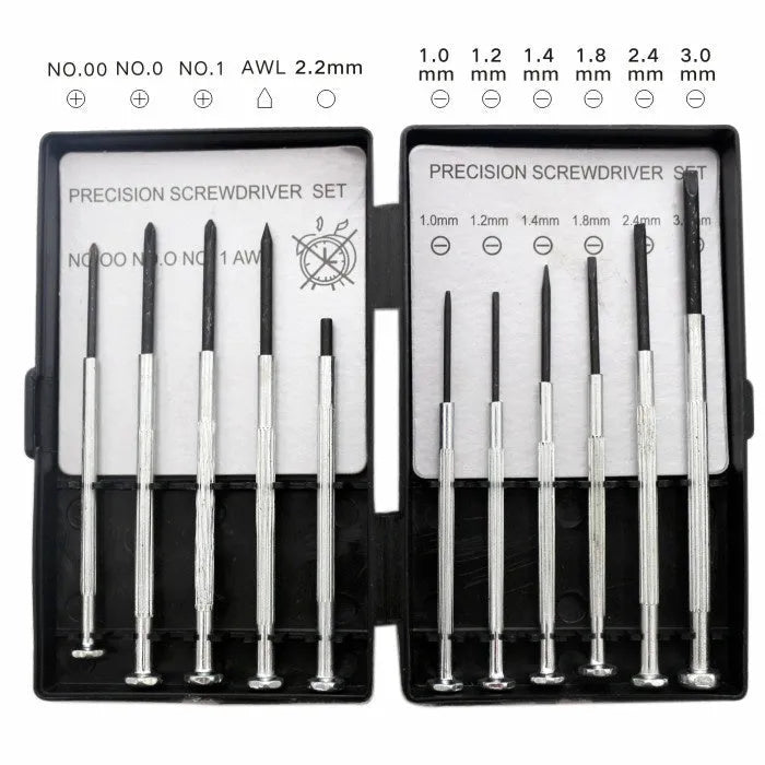 TH-6177 11-piece clock repair screwdriver set with cross and one-word heads
