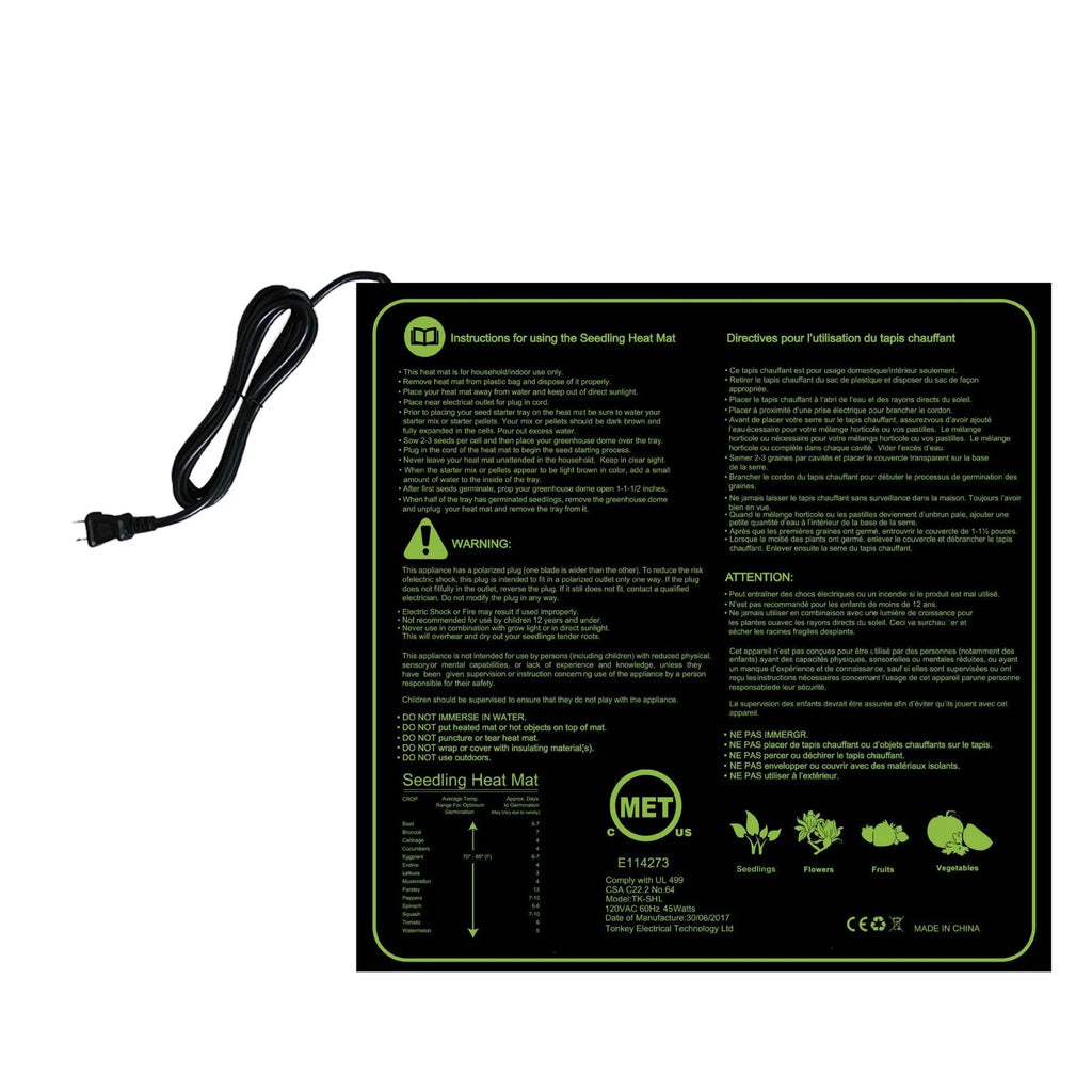 Plant temperature regulating heating pad 20x10 inch waterproof heating pad for seed germination with digital display and adjustable settings