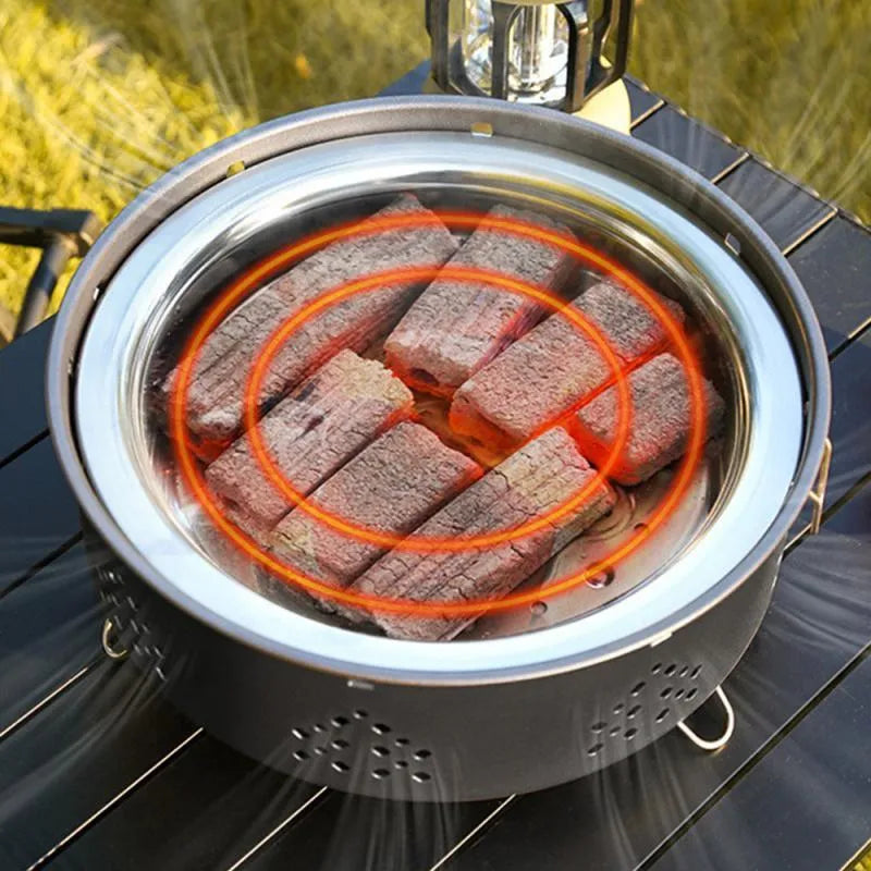Portable stainless steel barbecue grill with detachable design for outdoor camping and picnics