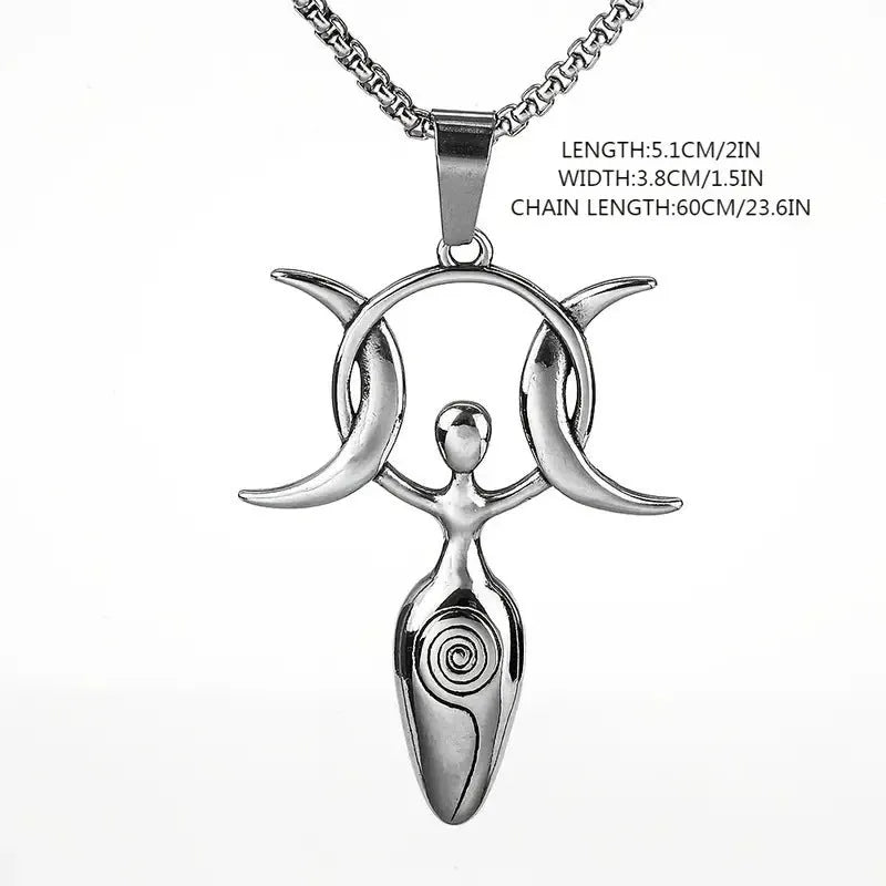 Silver alloy U-shaped drop-shaped Viking pagan goddess pendant on a clavicle chain
