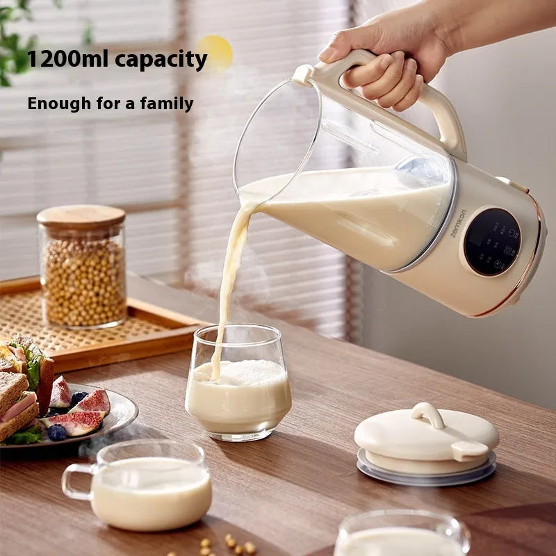 Cytoderm automatic soybean milk maker with glass jug in milky white or light purple.