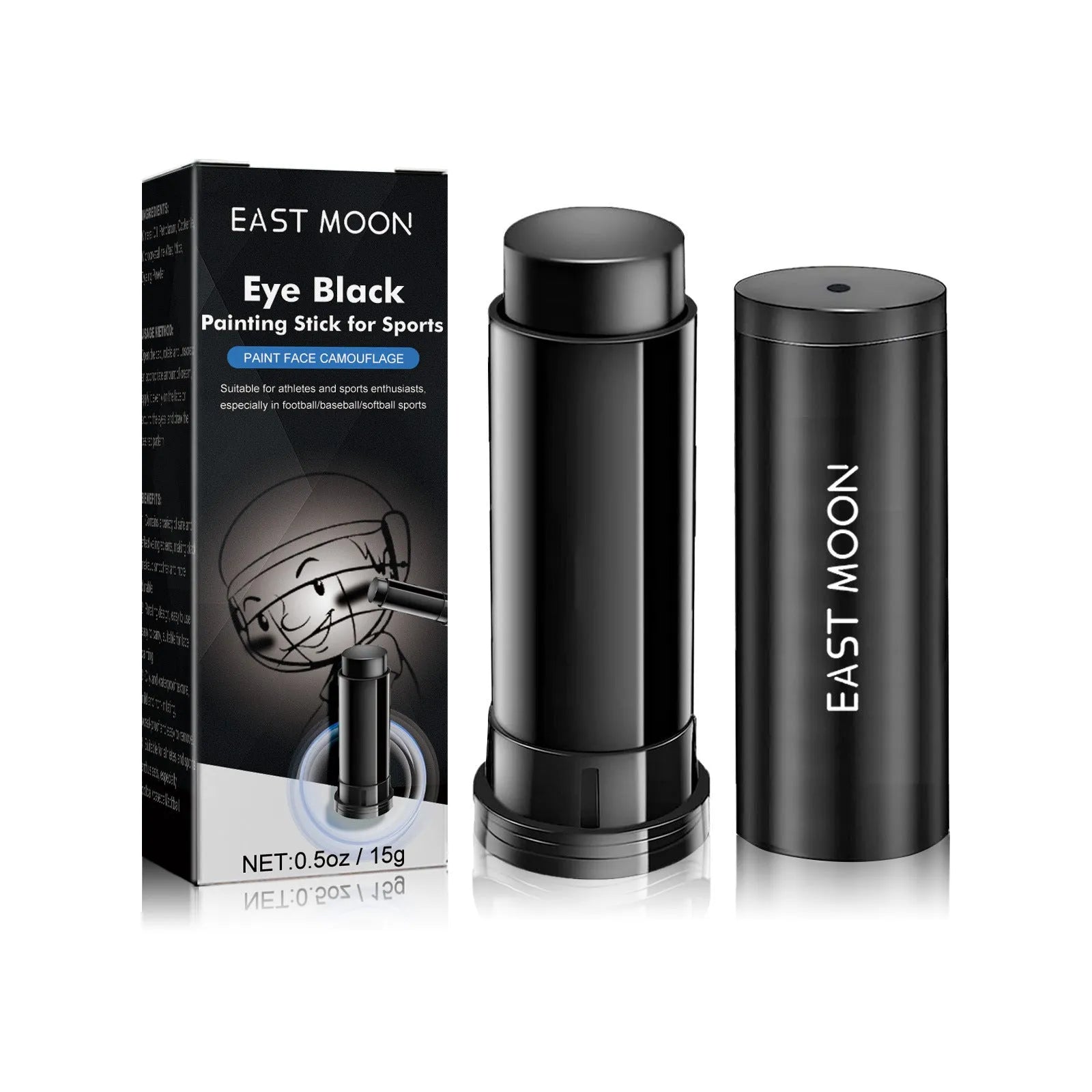 15g black sports eye paint stick for baseball athletes with sweat-proof formulation