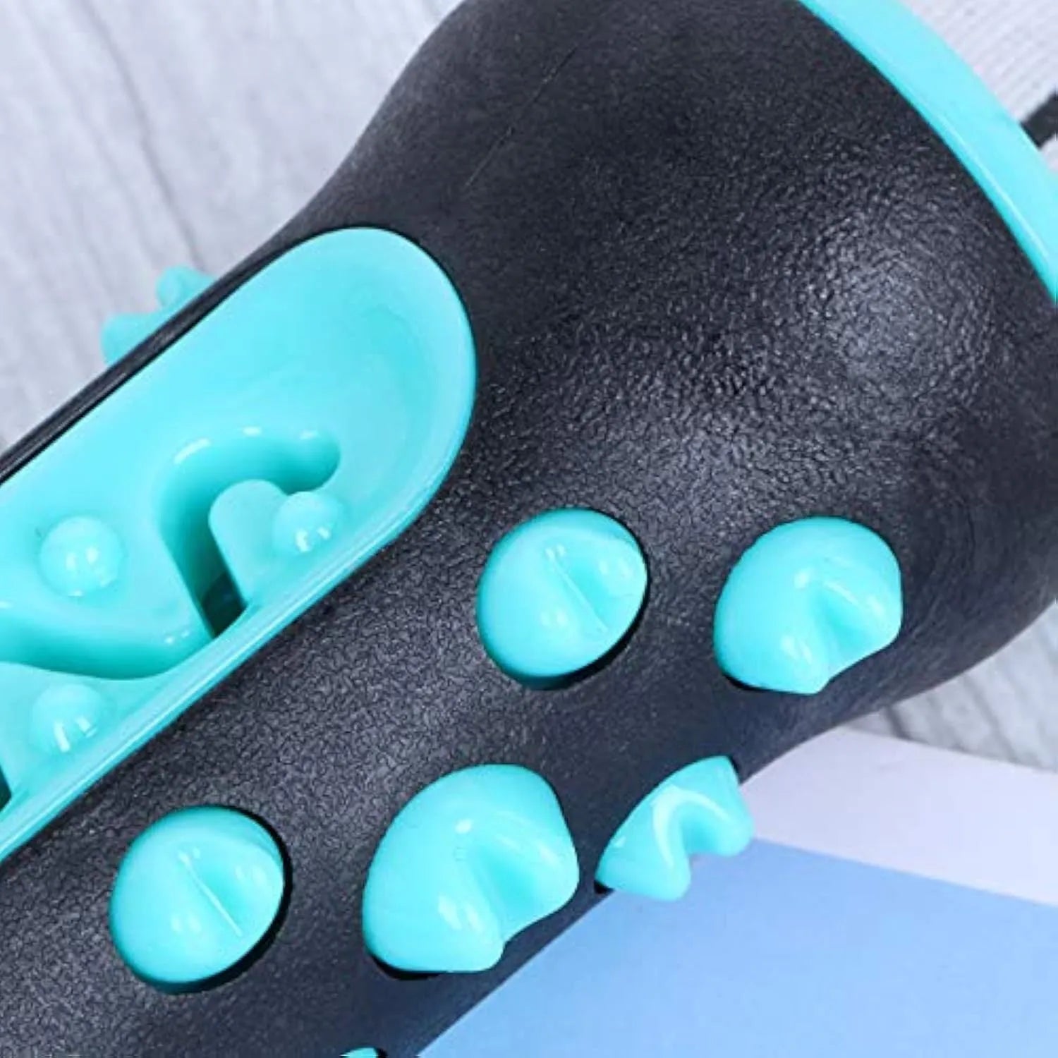 Natural rubber dog toothbrush chew toy in blue, measuring 15cm long