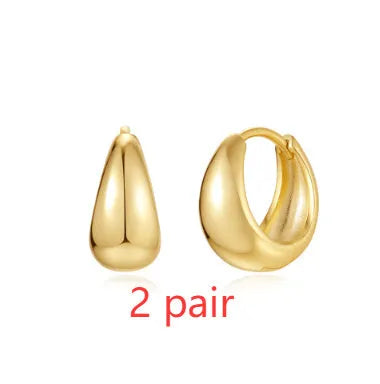 Brass diamond geometric earclip earrings with golden electroplated finish