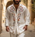 Men's retro style bamboo linen cardigan with long sleeves in loose fit for summer