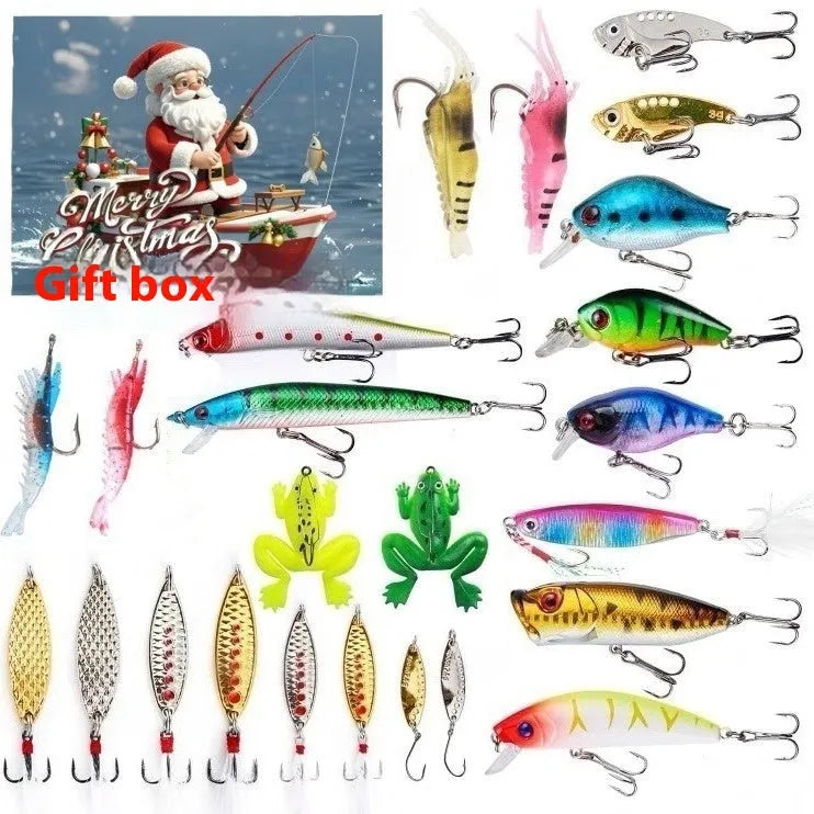 Plastic fishing bait set in gift box with 24 pieces Type A option
