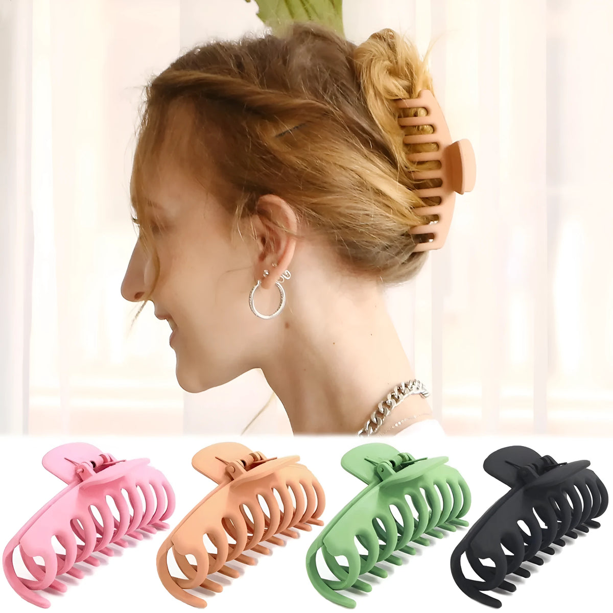 Plastic ponytail clip hair accessory with keel claw and rectangular jaw clips in candy colours