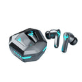 Black wireless Bluetooth in-ear sports gaming headset with noise-cancelling technology