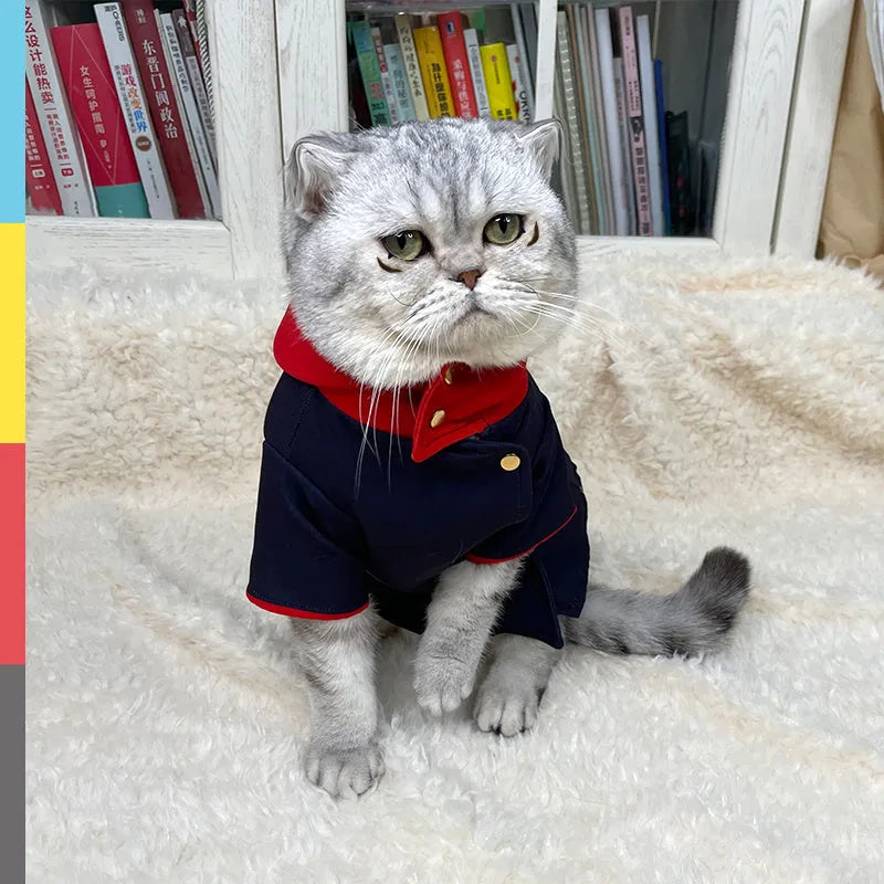 Soft jersey hoodie for a cat or dog in Tiger Staff Yuren pattern, sized S or M, worn as a costume.