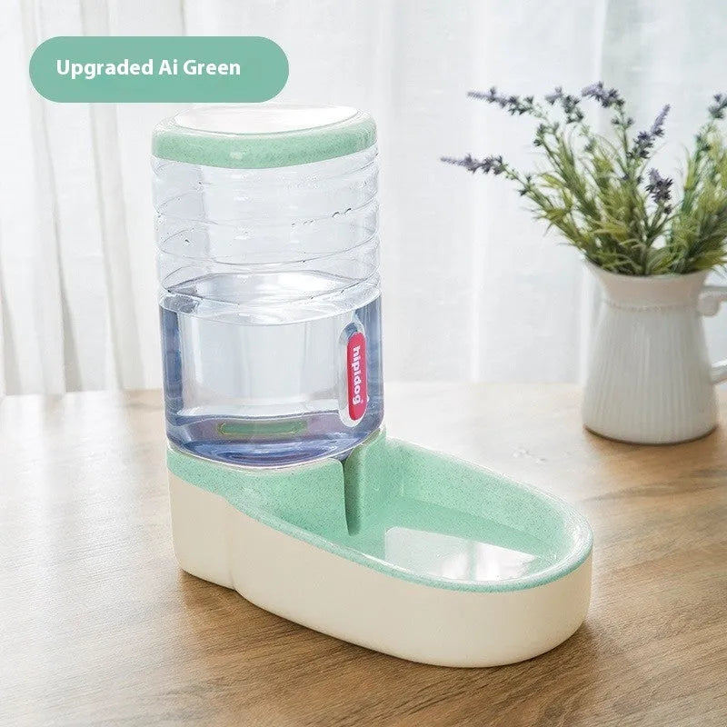 Blue automatic pet water fountain with 3.8 litre capacity for cats and dogs on a floor.