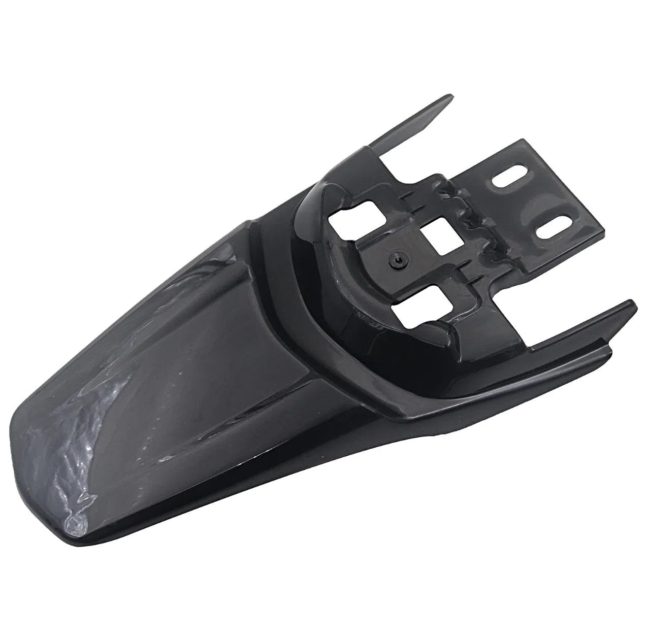 SUR-RON Light Bee carbon fiber rear fender installed on the swingarm, covering rear shock area