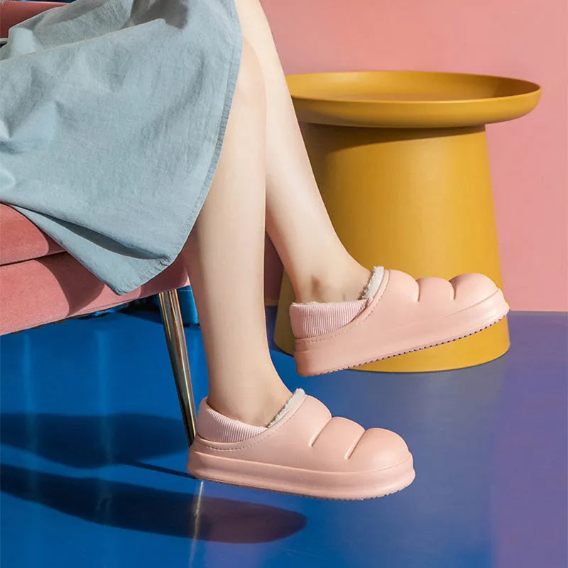 EVA cotton slippers with non-slip soles in yellow, green, black, grey, pink or orange colours