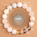 Natural agate balance energy bracelet with traditional symbols in wood gold water fire earth colours