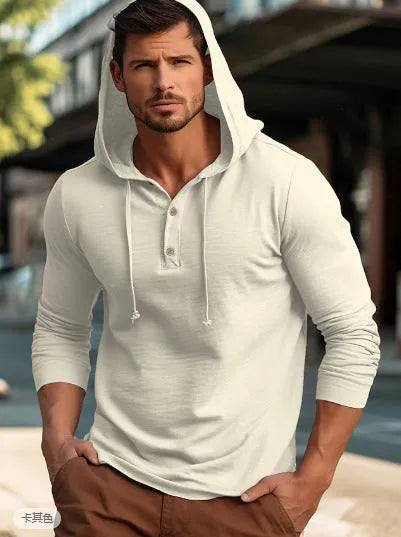 Casual cotton sports hoodie pullover top in apricot colour on a hanger