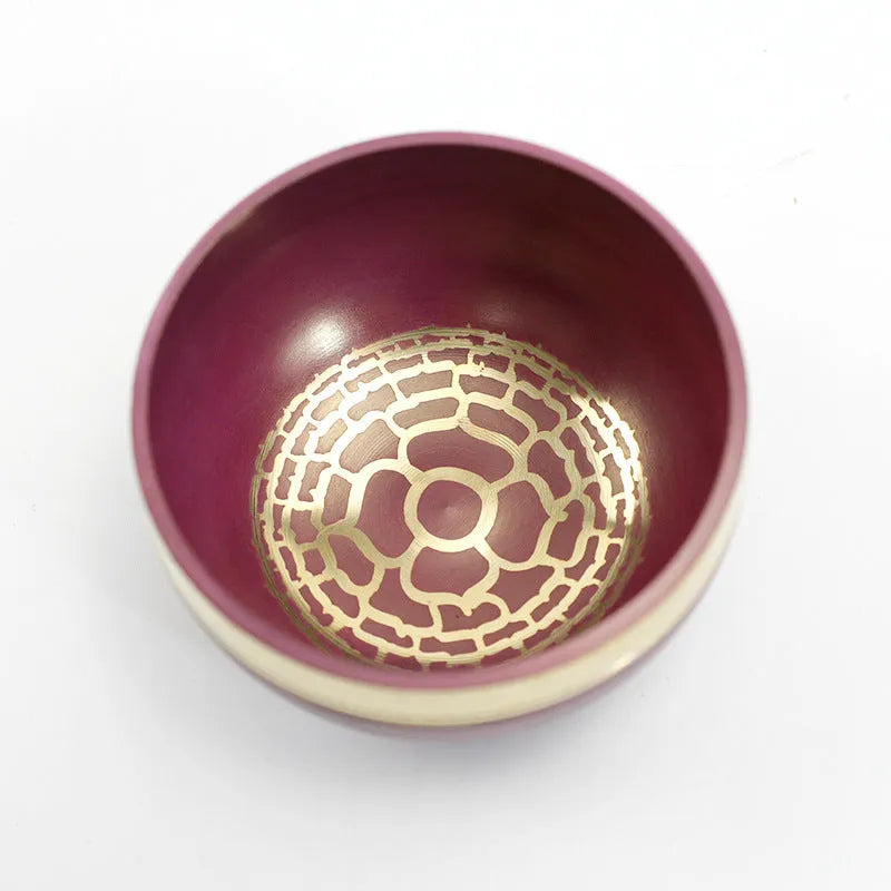 Handmade 8 cm diameter metal singing bowl in a choice of seven colours for meditation and yoga.
