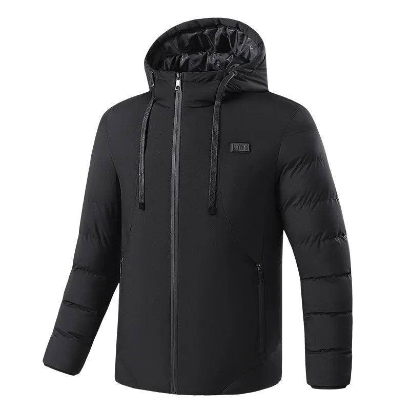 11-zone USB carbon fibre heated jacket in black with dual control