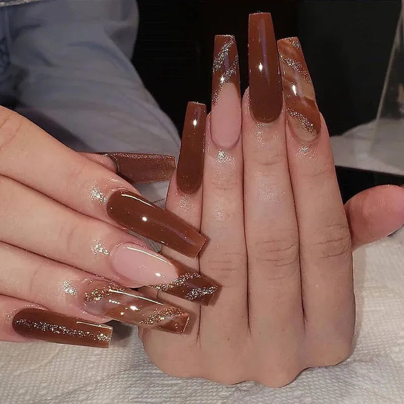 Wear Nail maple leaf red French tip press on nails 24-piece set in cardboard box