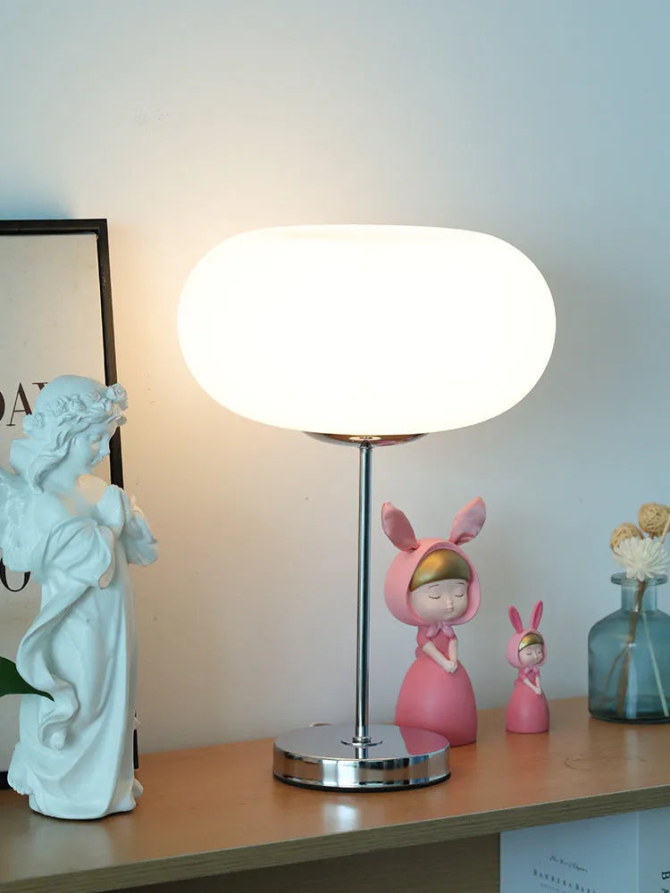 Glass lamp with 28cm single lampshade, button switch, and tricolor light for bedside decor