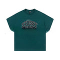 Cotton short sleeve letter print jersey in black, loose fit pullover for leisure