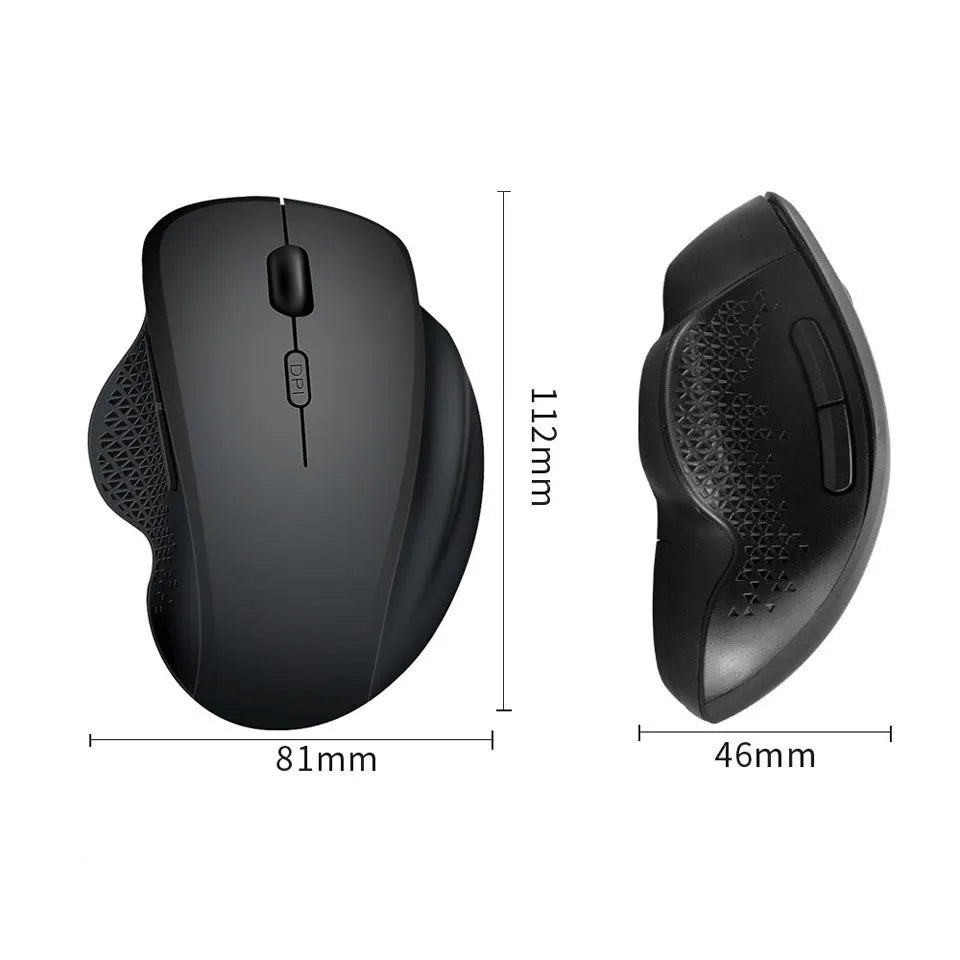 Grey and black wireless laptop mouse with USB charging cable