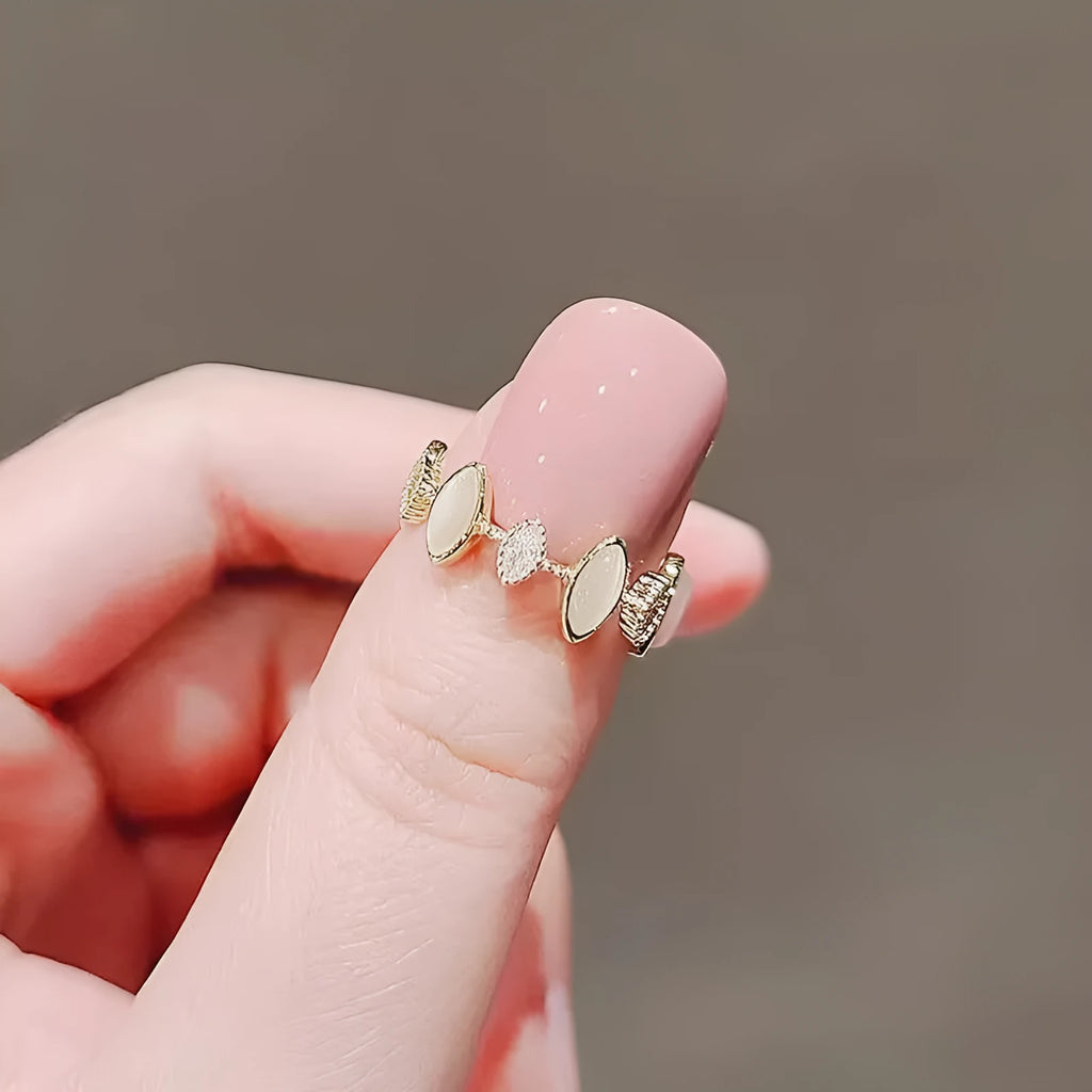 Copper geometric water drop design fashion personality opal ring for women with electroplated finish