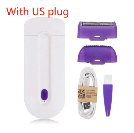 Finishing Touch rechargeable electric hair remover device with trimmer and foil heads on a white background