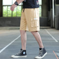 Men's loose-fit casual trousers in army green colour, showcasing Korean style and thin fabric.