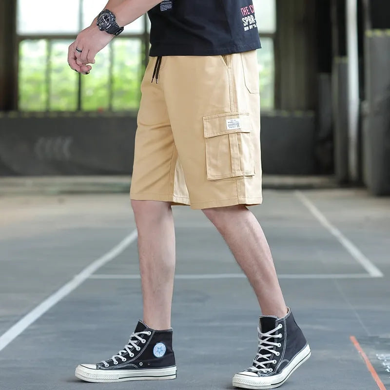 Men's loose-fit casual trousers in army green colour, showcasing Korean style and thin fabric.