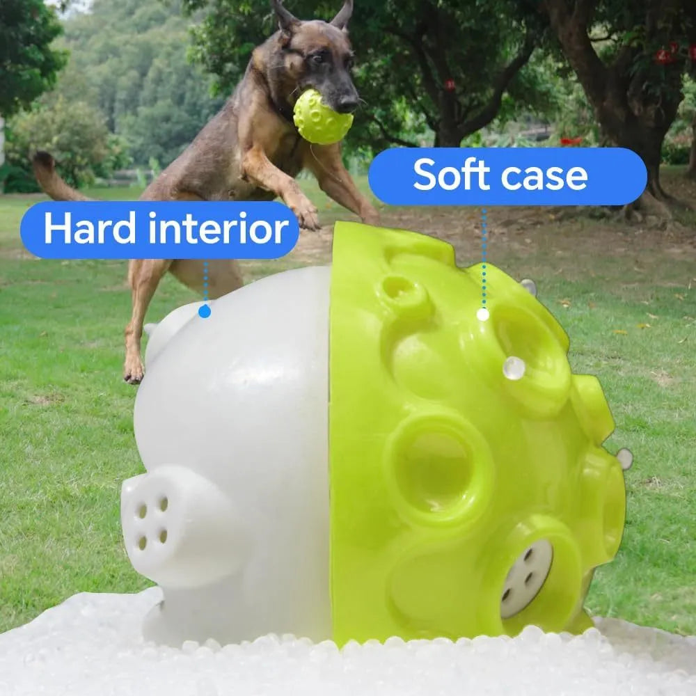 Colourful durable dog chew ball with a bumpy texture for aggressive chewers.