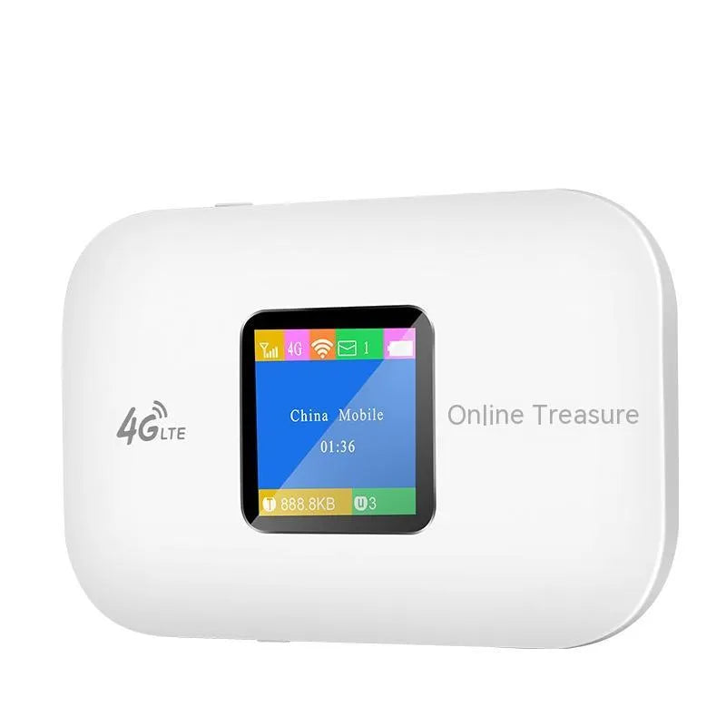 Beige 4G wireless router vehicle-mounted network card, portable Wi-Fi, 100x63.5x146mm, with battery and data cable