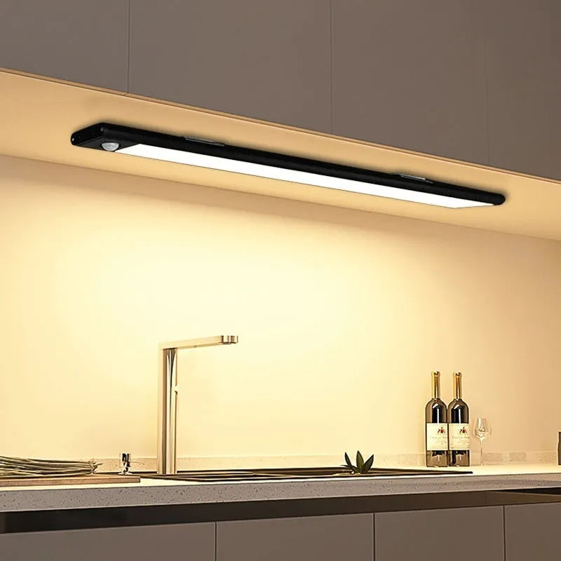 Smart LED strip human sensor wardrobe light 30cm silver magnetic self-adhesive battery powered