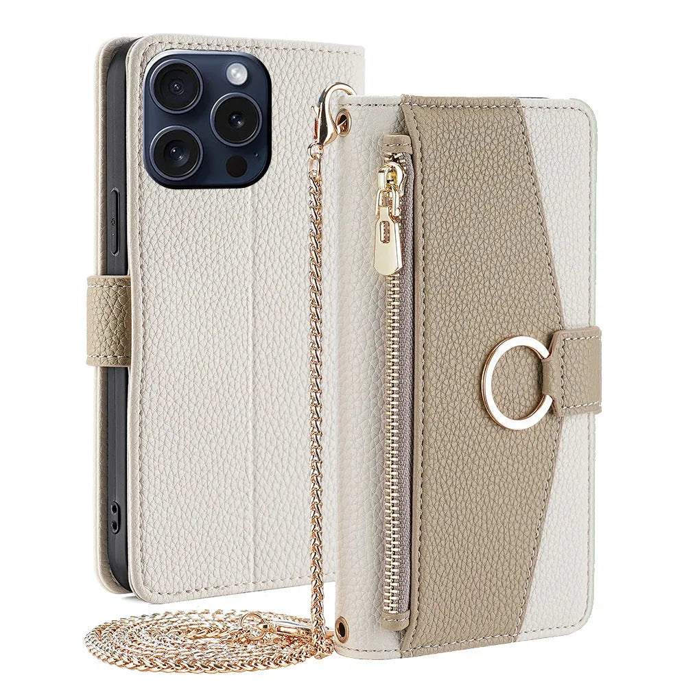 Multifunctional card phone case with lanyard bracket and magnetic suction for Apple iPhone