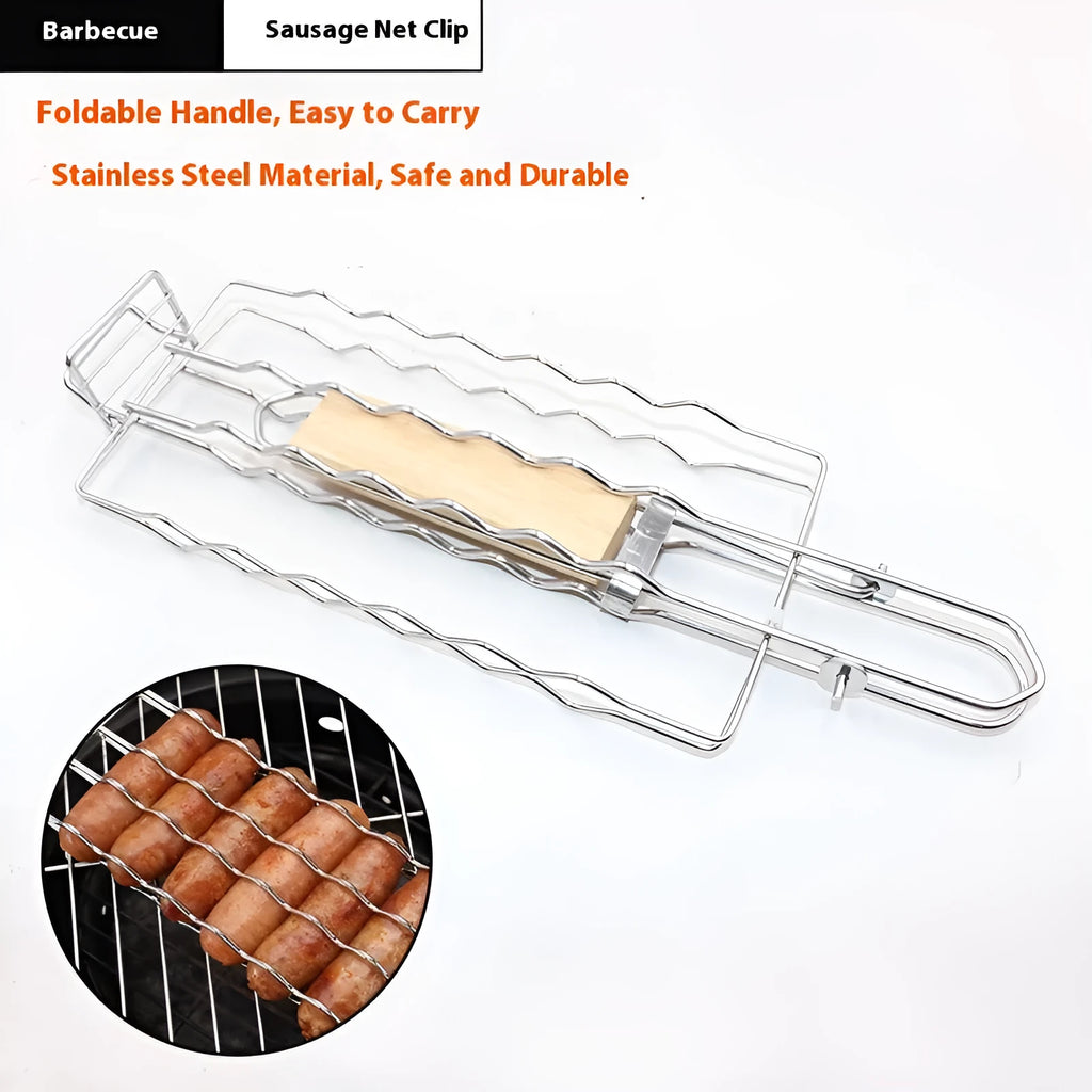 Stainless steel removable folding square barbecue grill net with black or primary colour handle for outdoor cooking