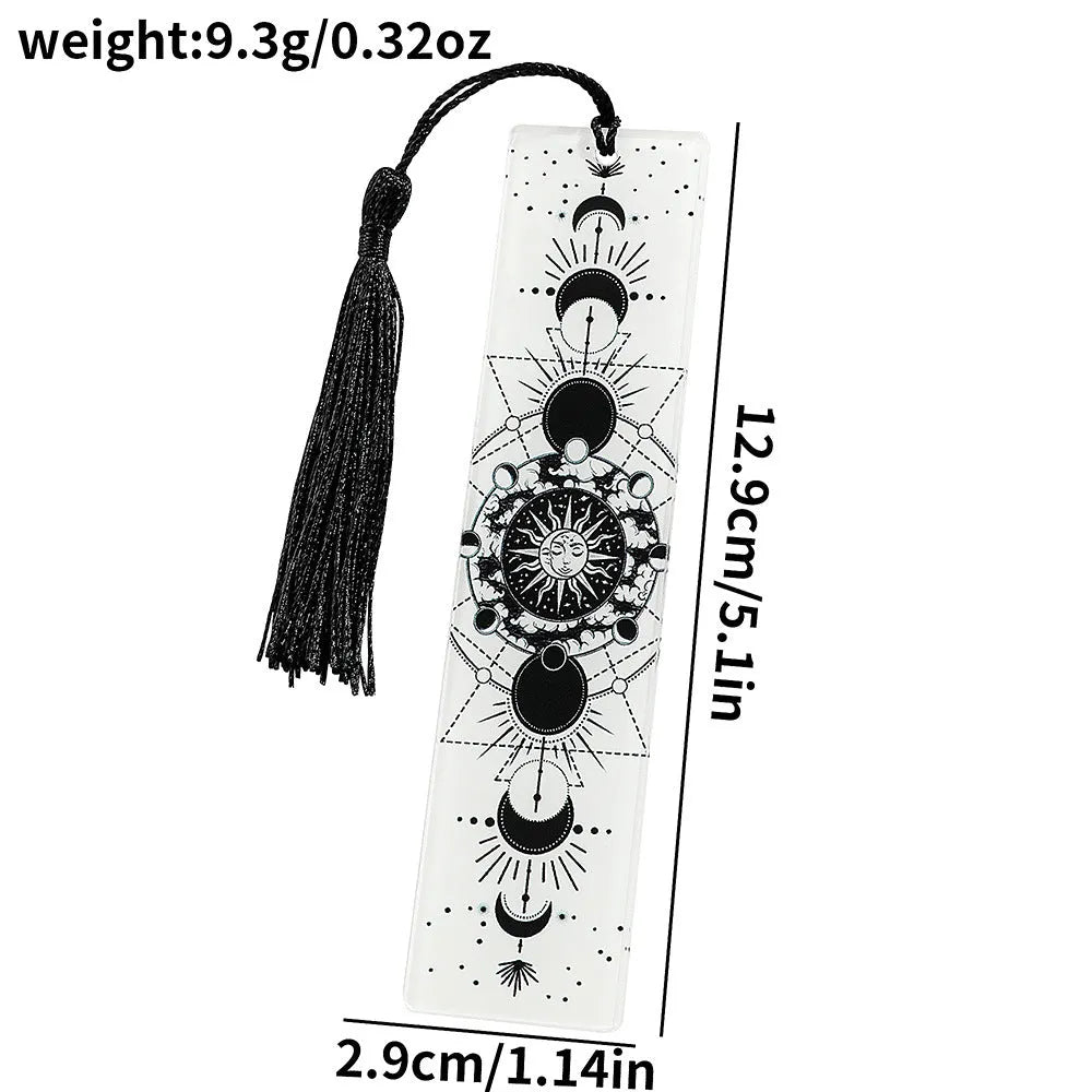 Creative skull pattern acrylic tassel bookmark for reading decoration, available in ten colour options.