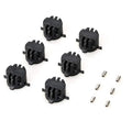 Set of six black PVC G5 tail rudder round cups for surfboard replacement
