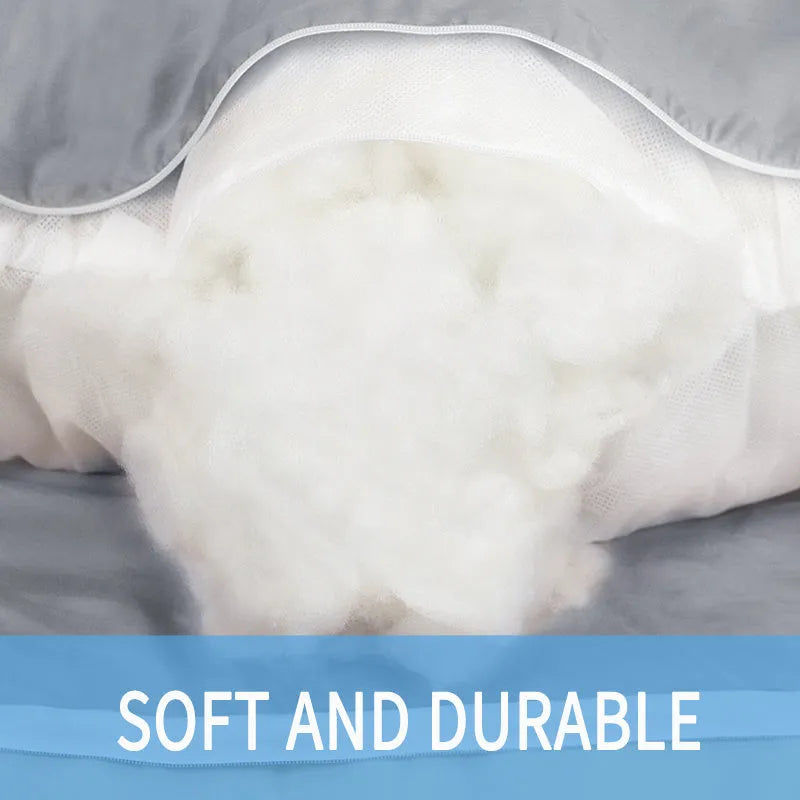 U-shaped pregnancy pillow in ice silk fabric shown in light blue colour, demonstrating its supportive shape.