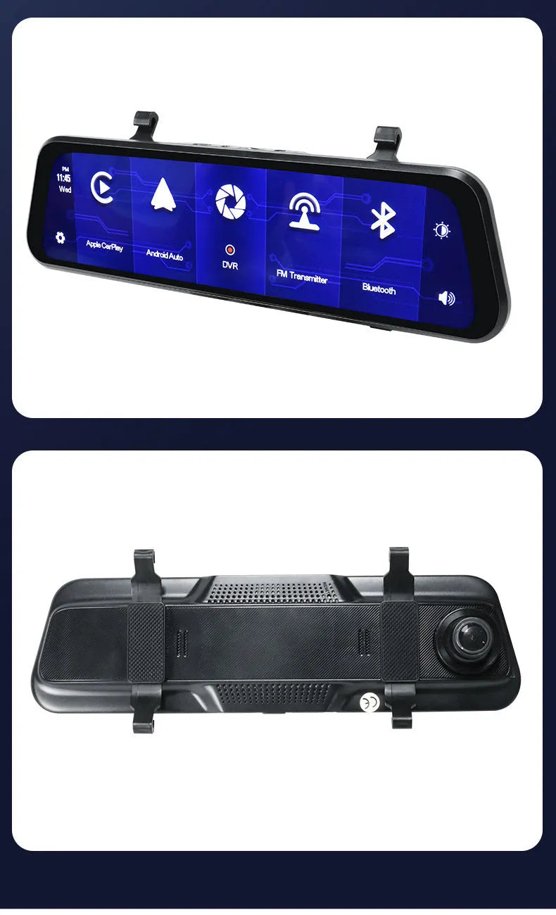 Black 9-inch universal car GPS navigation system with touch screen and dual camera recording
