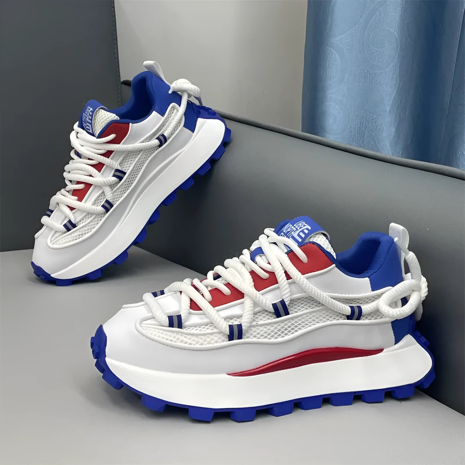 Height increasing casual board shoes white colour breathable mesh upper rubber sole elastic band