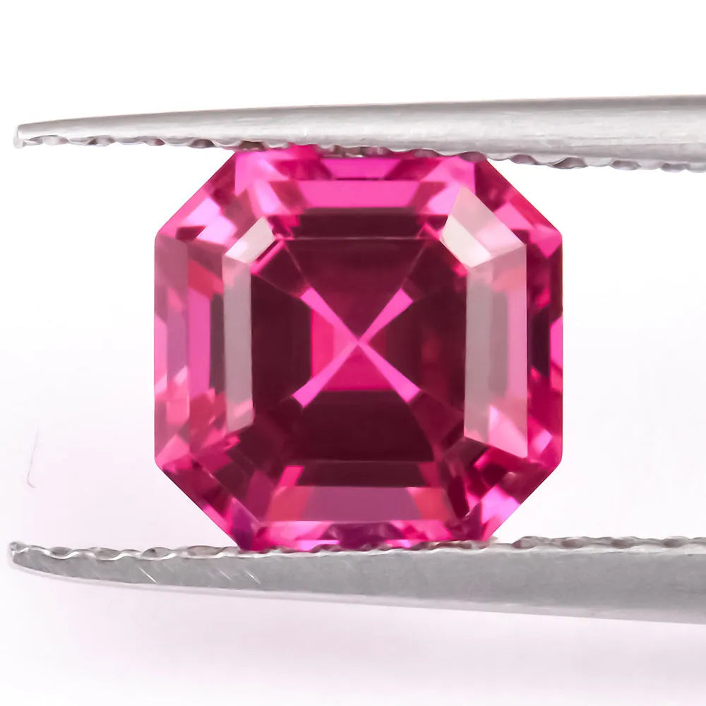 Cultured pigeon blood red ruby gemstone in multiple carat weights and cut styles