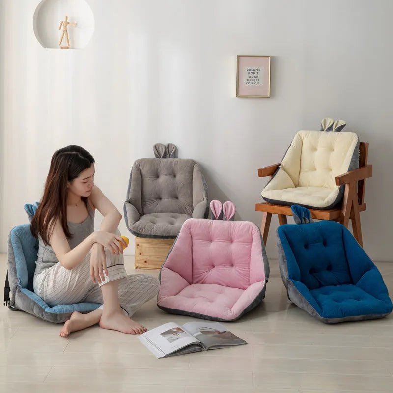 Thickened office chair cushion in solid colour, plush fabric, with four holes for attachment, 45x45cm size