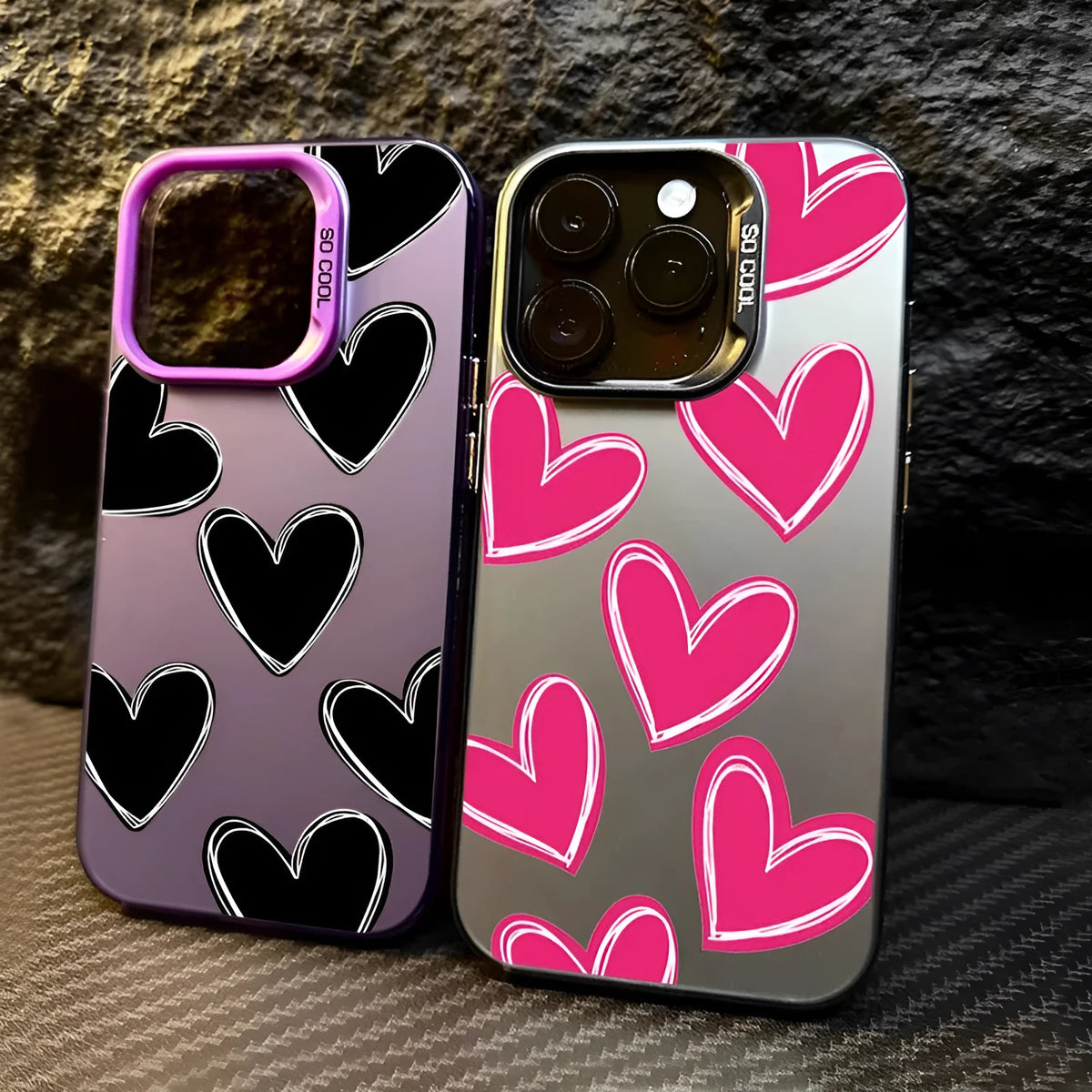 Heart laser mobile phone shell for Apple iPhone in assorted colours with anti-wear and anti-fall design.